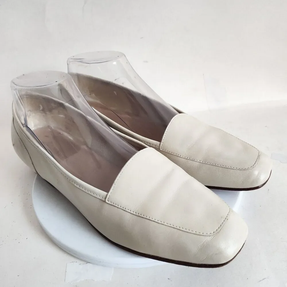 Enzo Angiolini All Leather Sole Cream Slip On Vintage Loafers Flats Liberty 9.5